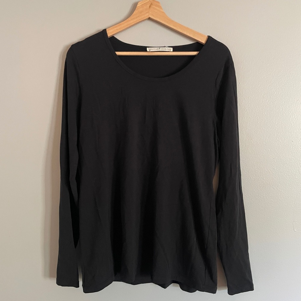 Peruvian Connection Long Sleeve Tee Womens XL Black Pima Cotton Basic Classic
